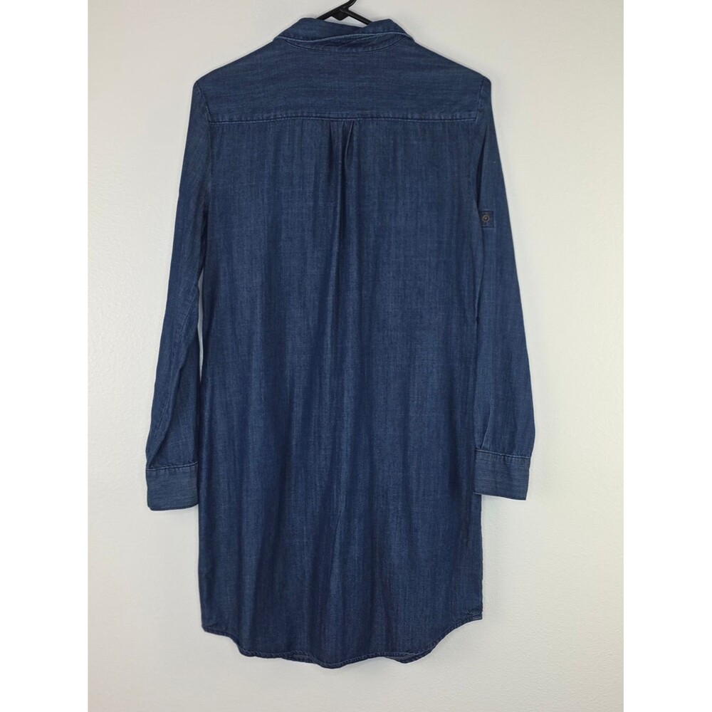 Banana Republic Blue Chambray Denim Tie Waist Long Sleeve Button Up Dress 6 - Picture 8 of 10